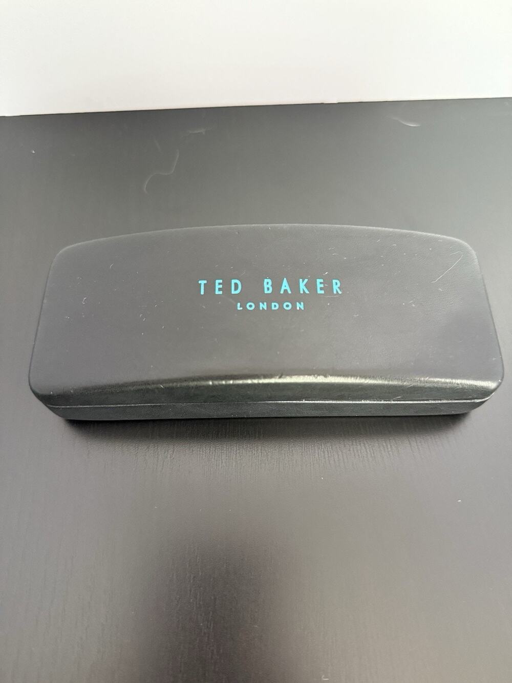 Ted Baker London Hard Shell Eyeglasses- Sunglasses Case Black With Blue EUC